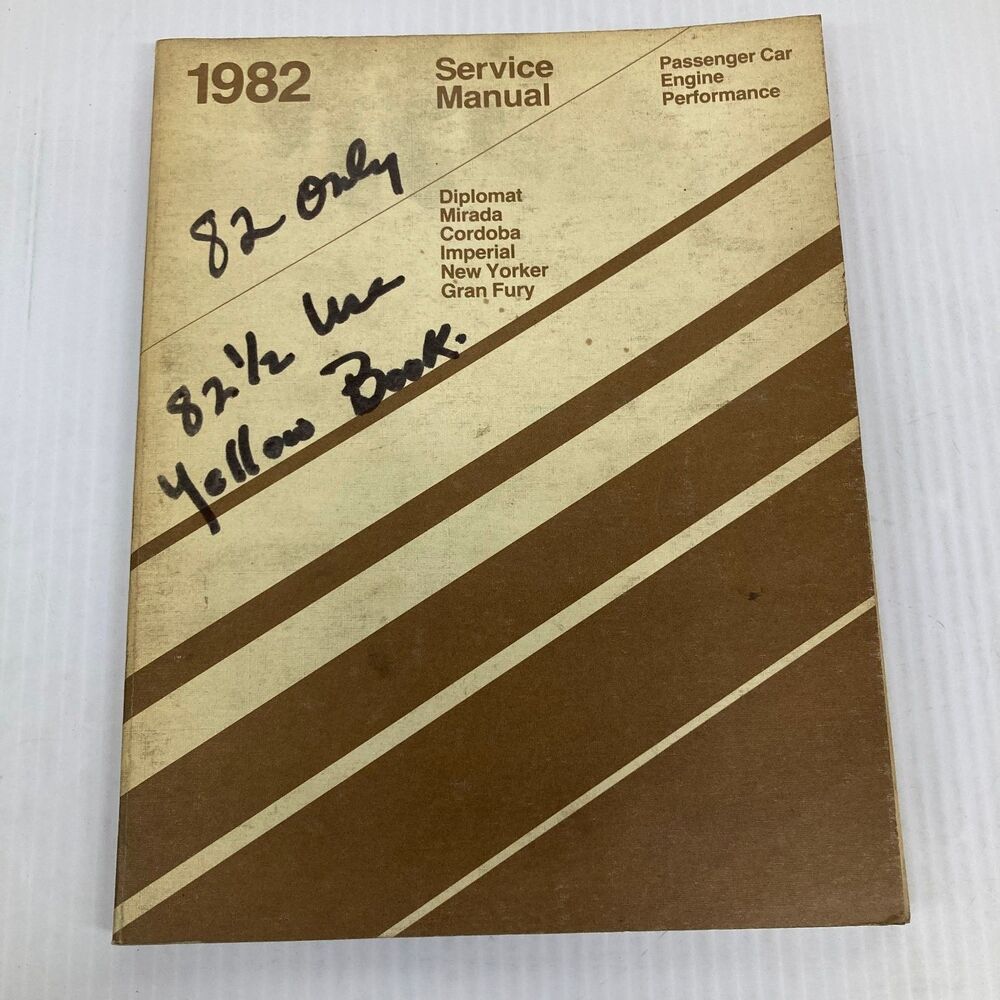 Chrysler Engine Performance Service Manual 1982